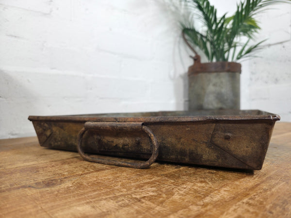Large Rectangular Industrial Vintage Rustic Galvanised Metal Serving Drinks Tray