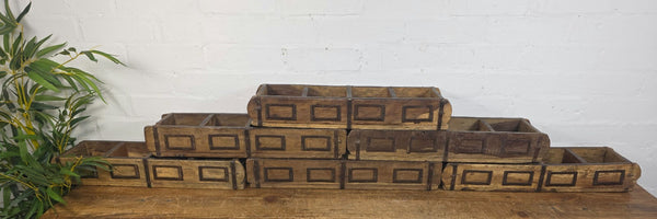Vintage Indian Double Wooden Brick Mould Display Shelf Herb Planter Window Box