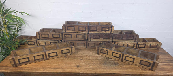 Vintage Indian Double Wooden Brick Mould Display Shelf Herb Planter Window Box