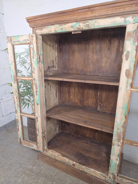 Vintage Reclaimed Indian Glazed Wooden Free Standing Kitchen Drinks Cabinet