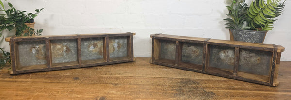 Vintage Indian Double Wooden Brick Mould Display Shelf Herb Planter Window Box