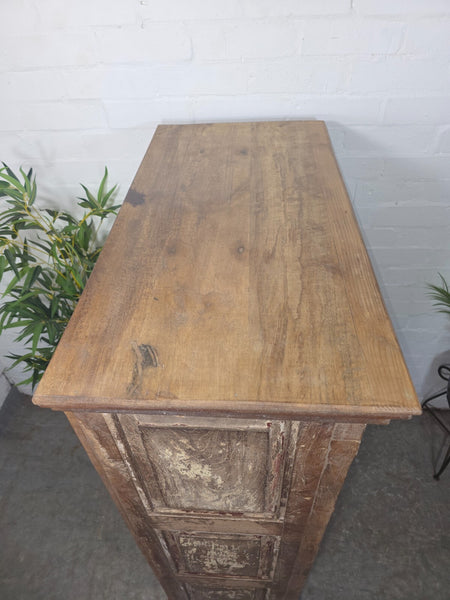 Vintage Reclaimed Indian Glazed Wooden Free Standing Kitchen Drinks Cabinet