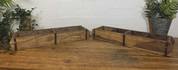 Vintage Indian Double Wooden Brick Mould Display Shelf Herb Planter Window Box