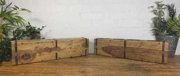 Vintage Indian Double Wooden Brick Mould Display Shelf Herb Planter Window Box