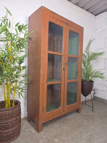 Vintage Reclaimed Indian Glazed Wooden Free Standing Kitchen Drinks Cabinet