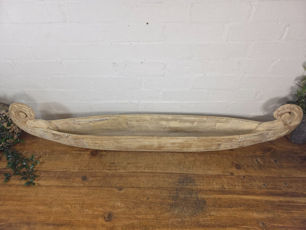 Large Hand Made Solid Wooden Boat Dug Out Canoe Display Table Centre Piece Dish