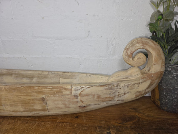 Large Hand Made Solid Wooden Boat Dug Out Canoe Display Table Centre Piece Dish