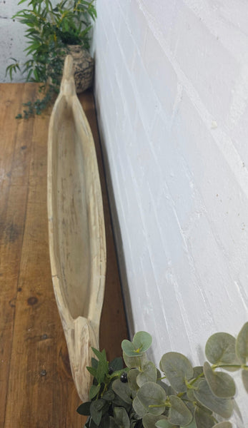 Large Hand Made Solid Wooden Boat Dug Out Canoe Display Table Centre Piece Dish