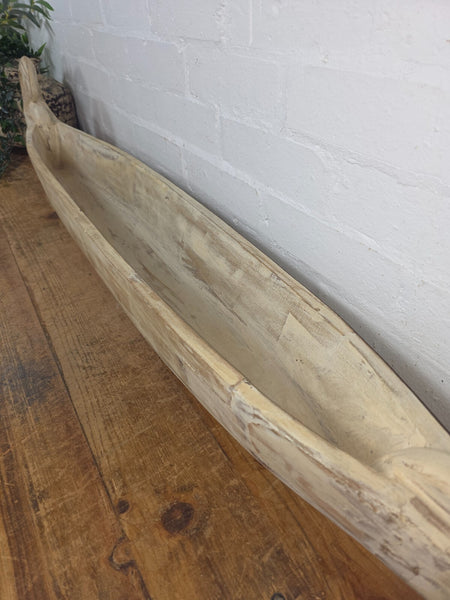 Large Hand Made Solid Wooden Boat Dug Out Canoe Display Table Centre Piece Dish