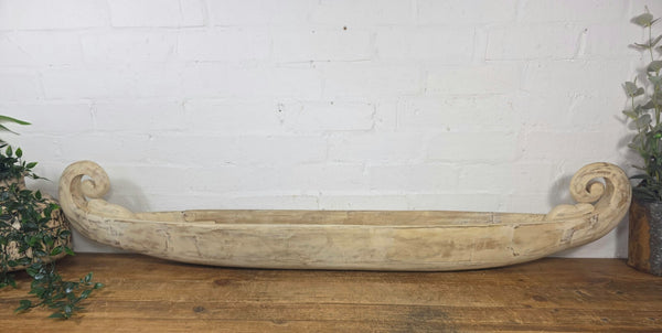 Large Hand Made Solid Wooden Boat Dug Out Canoe Display Table Centre Piece Dish