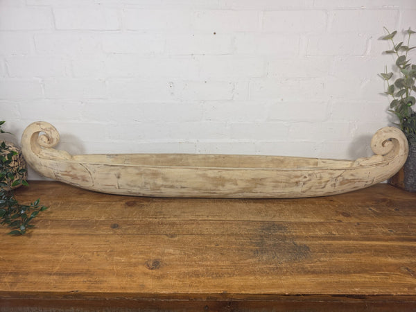 Large Hand Made Solid Wooden Boat Dug Out Canoe Display Table Centre Piece Dish