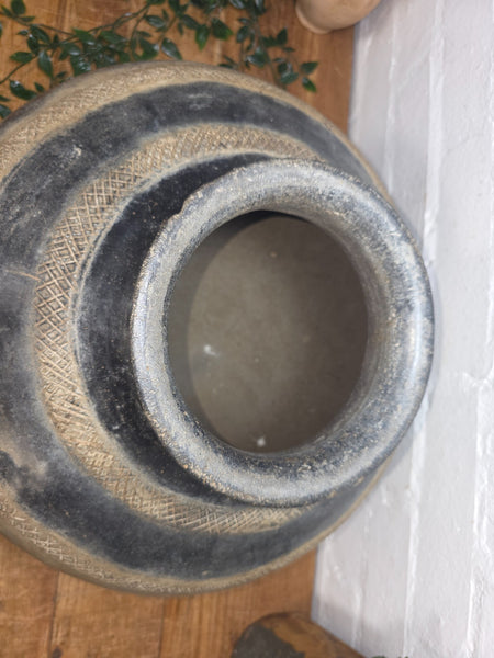 Large Antique Vintage Rustic Wabi Sabi Clay Ceramic Indian Water Pot Vase Lota