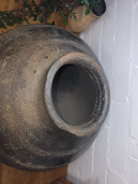 Large Antique Vintage Rustic Wabi Sabi Clay Ceramic Indian Water Pot Vase Lota