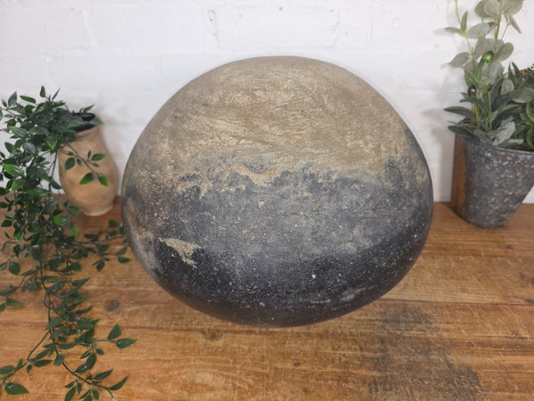 Large Antique Vintage Rustic Wabi Sabi Clay Ceramic Indian Water Pot Vase Lota