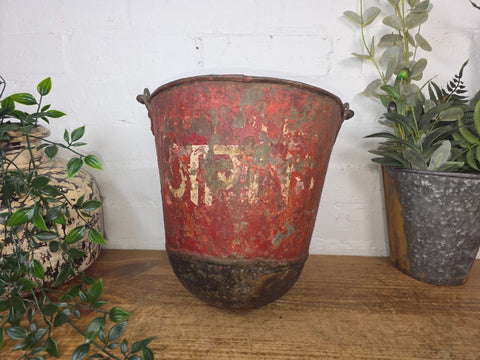 Vintage Rustic industrial Metal Fire Bucket Garden Planter Tub Hanging Basket