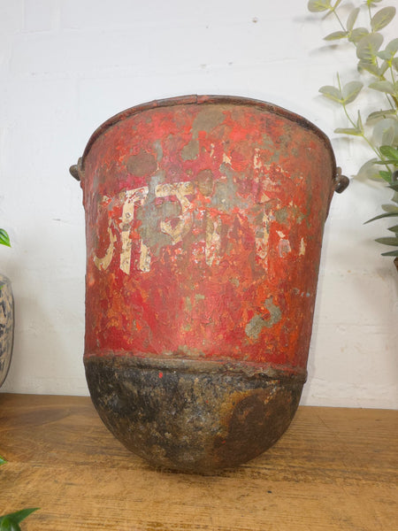 Vintage Rustic industrial Metal Fire Bucket Garden Planter Tub Hanging Basket