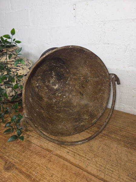 Vintage Rustic industrial Metal Fire Bucket Garden Planter Tub Hanging Basket
