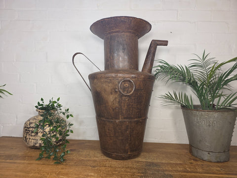 Large Rustic Hand Made Riveted Rusty Steel Planter Urn Water Feature
