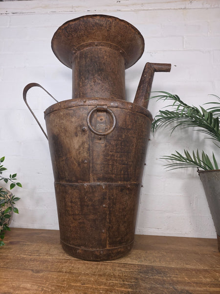 Large Rustic Hand Made Riveted Rusty Steel Planter Urn Water Feature