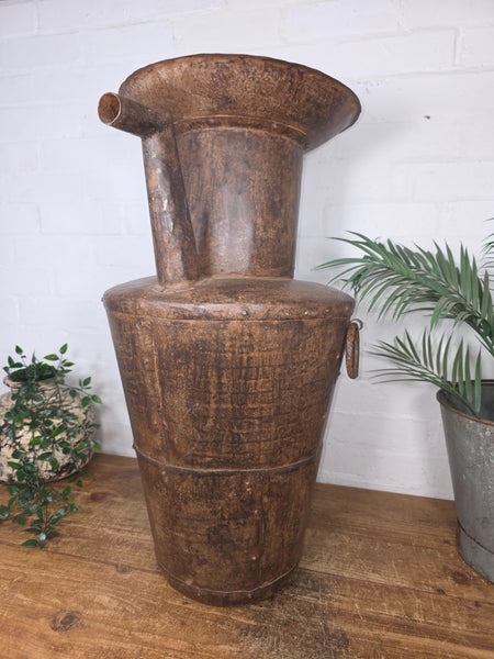 Large Rustic Hand Made Riveted Rusty Steel Planter Urn Water Feature