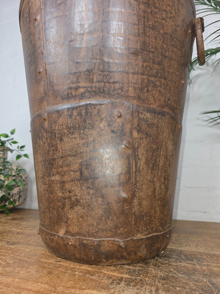 Large Rustic Hand Made Riveted Rusty Steel Planter Urn Water Feature