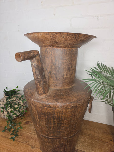 Large Rustic Hand Made Riveted Rusty Steel Planter Urn Water Feature