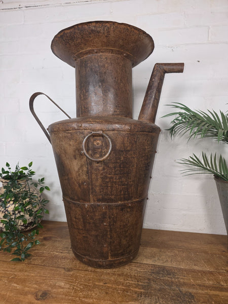 Large Rustic Hand Made Riveted Rusty Steel Planter Urn Water Feature