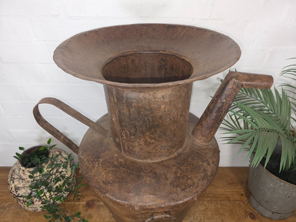 Large Rustic Hand Made Riveted Rusty Steel Planter Urn Water Feature