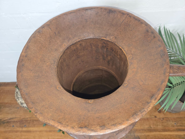 Large Rustic Hand Made Riveted Rusty Steel Planter Urn Water Feature