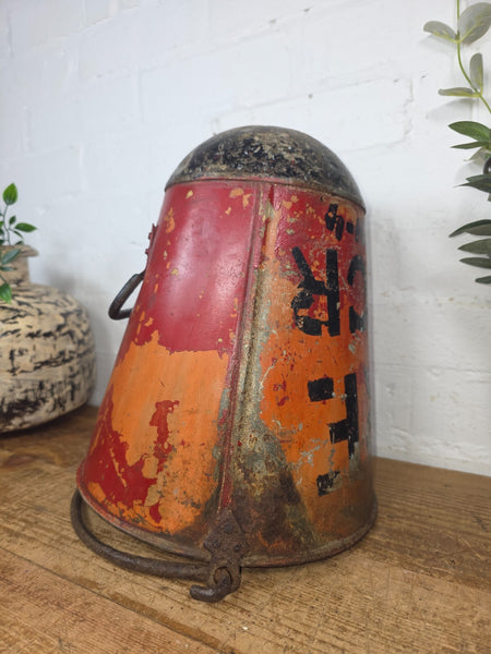 Vintage Rustic industrial Metal Fire Bucket Garden Planter Tub Hanging Basket