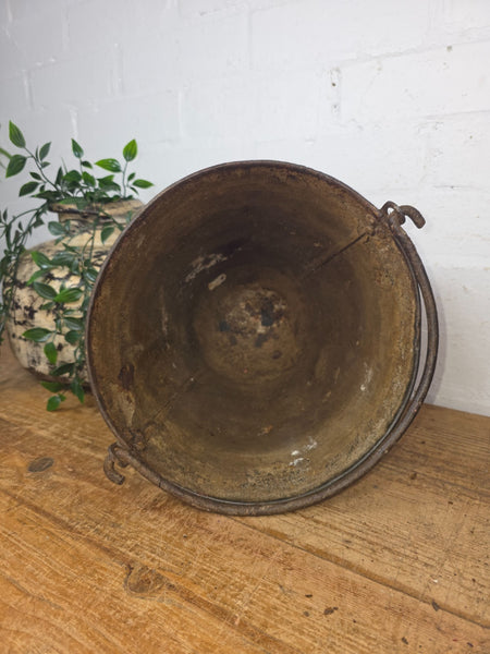 Vintage Rustic industrial Metal Fire Bucket Garden Planter Tub Hanging Basket