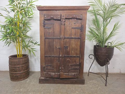 Vintage Reclaimed Indian Solid Wooden Kitchen Drinks Cabinet Cupboard Armoire