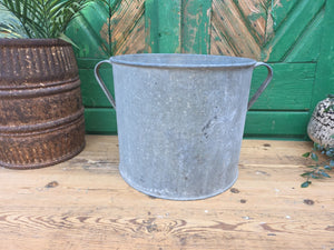 Vintage French European Galvanised Wash Tub Bucket Pot Garden Planter