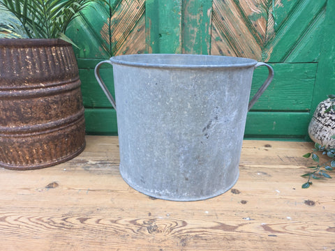 Vintage French European Galvanised Wash Tub Bucket Pot Garden Planter