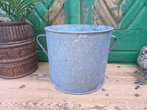 Vintage French European Galvanised Wash Tub Bucket Pot Garden Planter