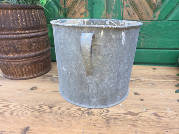 Vintage French European Galvanised Wash Tub Bucket Pot Garden Planter