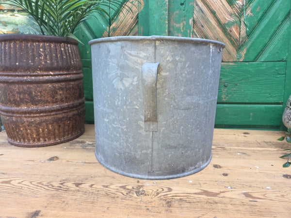 Vintage French European Galvanised Wash Tub Bucket Pot Garden Planter
