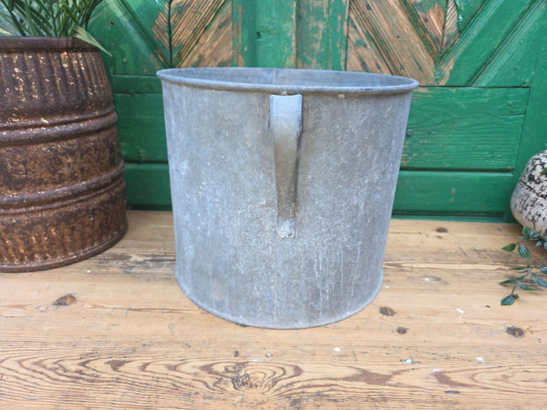 Vintage French European Galvanised Wash Tub Bucket Pot Garden Planter