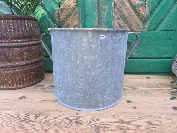 Vintage French European Galvanised Wash Tub Bucket Pot Garden Planter