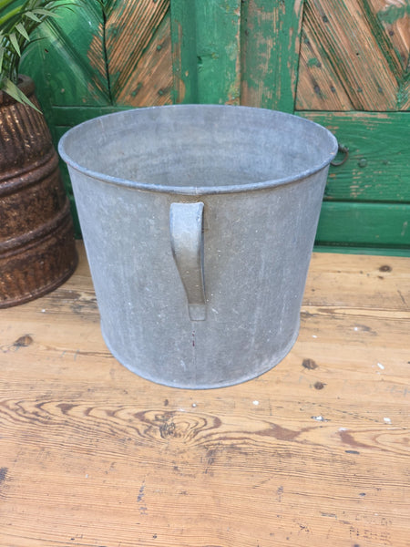 Vintage French European Galvanised Wash Tub Bucket Pot Garden Planter