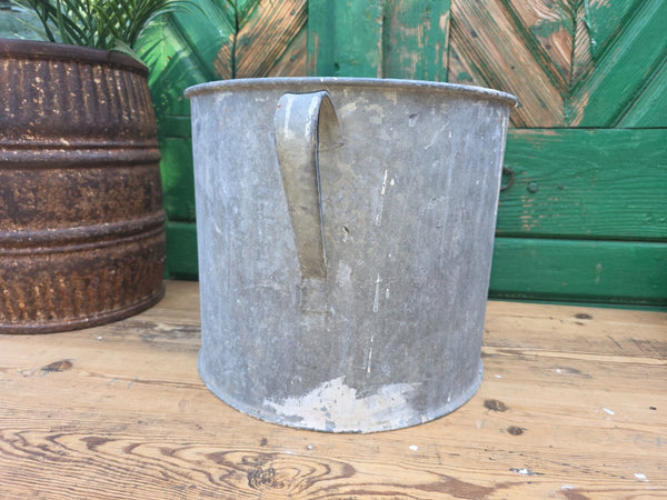 Vintage French European Galvanised Wash Tub Bucket Pot Garden Planter