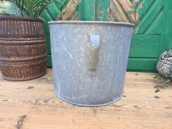 Vintage French European Galvanised Wash Tub Bucket Pot Garden Planter