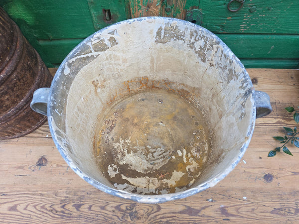 Vintage French European Galvanised Wash Tub Bucket Pot Garden Planter