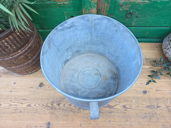 Vintage French European Galvanised Wash Tub Bucket Pot Garden Planter