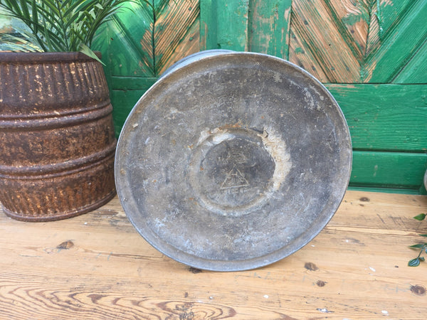 Vintage French European Galvanised Wash Tub Bucket Pot Garden Planter