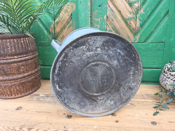 Vintage French European Galvanised Wash Tub Bucket Pot Garden Planter