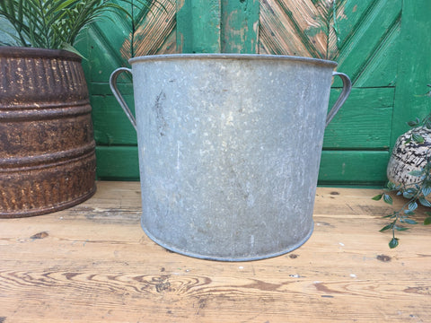 Vintage French European Galvanised Wash Tub Bucket Pot Garden Planter