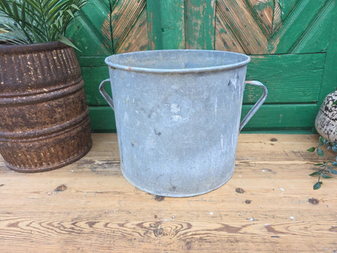 Vintage French European Galvanised Wash Tub Bucket Pot Garden Planter