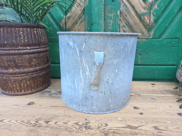 Vintage French European Galvanised Wash Tub Bucket Pot Garden Planter