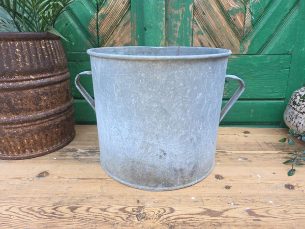 Vintage French European Galvanised Wash Tub Bucket Pot Garden Planter